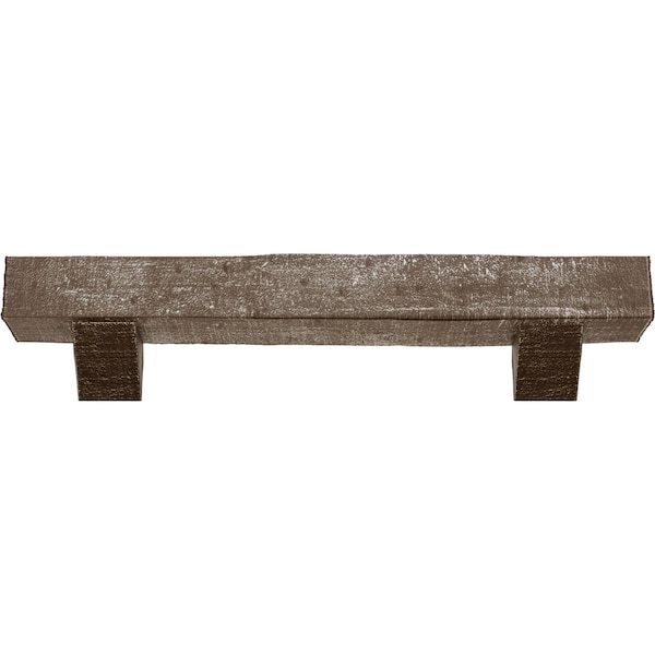 Rough Cedar Faux Wood Fireplace ManteL W/Breckinridge Corbels, Vintage Mahogany, 4H  X 6D X 48W